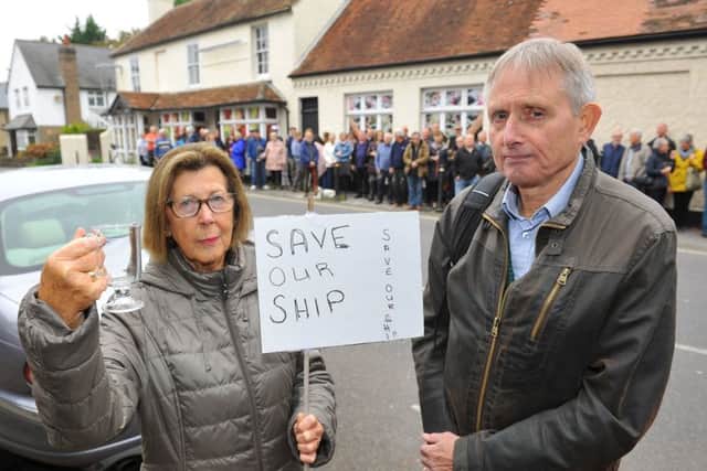 Patricia Macey and Roger Beam, chairman of the Friends of the Ship Inn