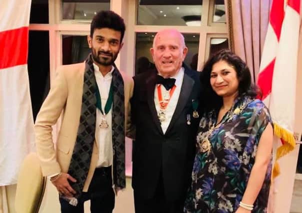 RSSG president, Laurie Holland (centre) with Seaford mayor, Cllr Nazi Adil (right), and her consort for the evening, Arsalan Awan (left), courtesy of Cllr Nazi Adil