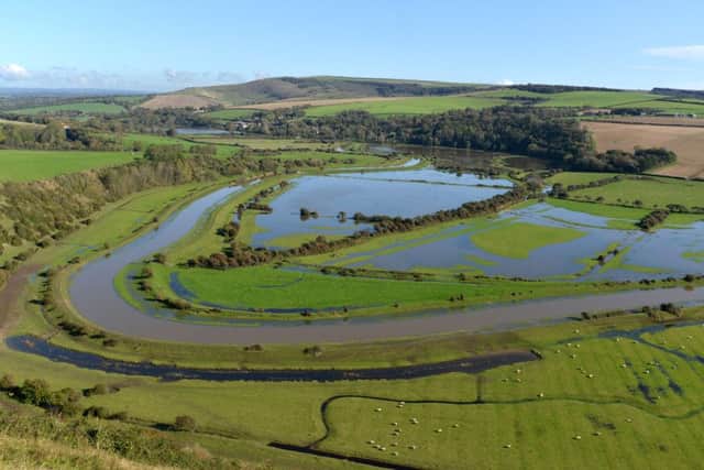 Cuckmere valley in flood, photo by Peter Cripps