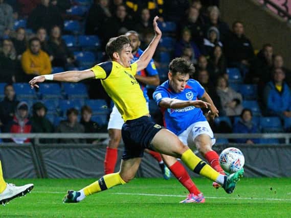 Josh Flint in action for Pompey at Oxford / Picture by Graham Hunt