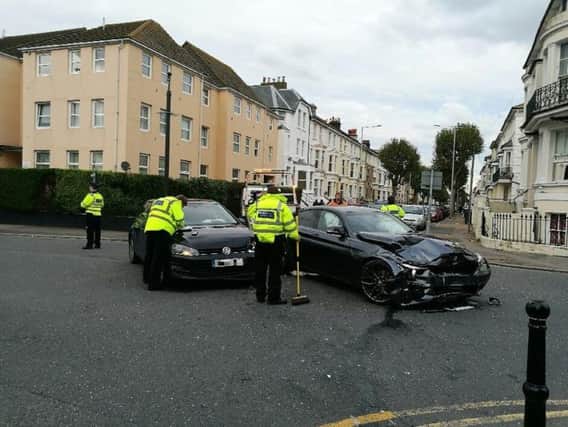 Three cars collide in Cavendish Place. Photo by Logan Macleod SUS-191029-161920001
