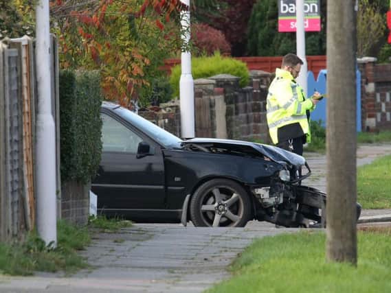 Emergency services respond to the collision in Dominion Road, Worthing