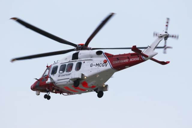 The Coastguard helicopter was called to the scene