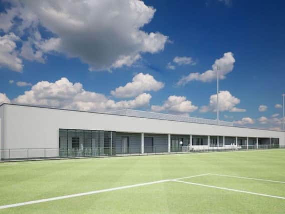 A look at one of the pitches for the new women and girls hub at the training ground. Picture: By KSS Architects
