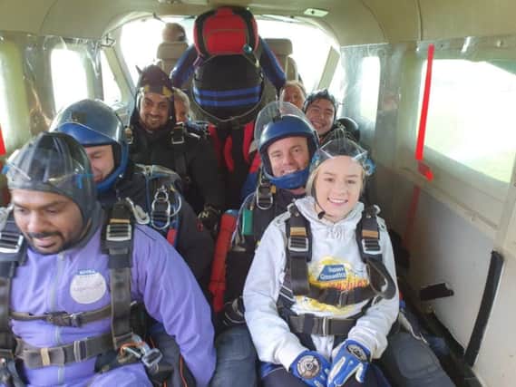 The skydivers get ready for their skydive in aid of Denny SUS-191120-111023001
