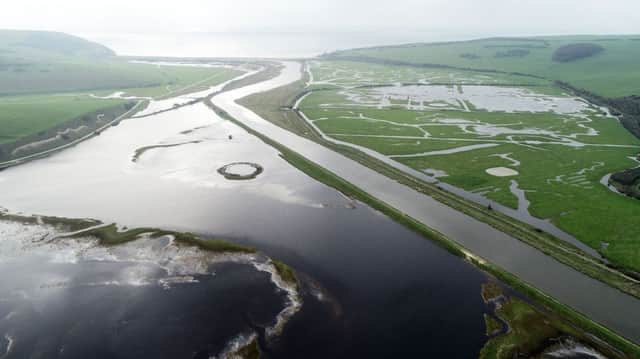 Recent drone pictures of the Cuckmere River flooding