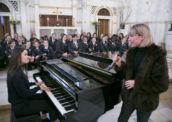 Molly Hocking and Roedean sixthformer Eden Binks performing at the school. Photograph: by David Mchugh/ Brighton Picures