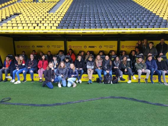 Lewes Old Grammar students on a tour of Westfalenstadion, Dortmund during a German exchange trip last month