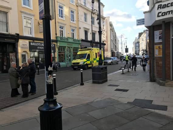 An ambulance was called to Hastings town centre