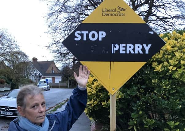The damaged Liberal Democrat sign. Picture: Paul Hunt