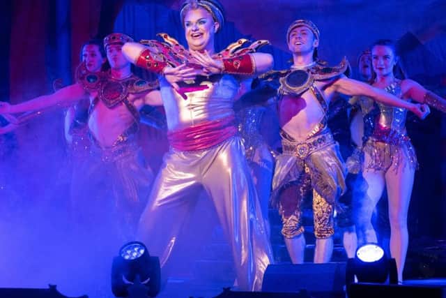 The Genie (Louie Westwood) and the dancers. Photograph by Peter Mould