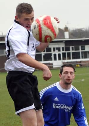 Action from Bexhill United's heavy defeat at home to Broadbridge Heath. Picture by Steve Hunnisett (eh11011f)