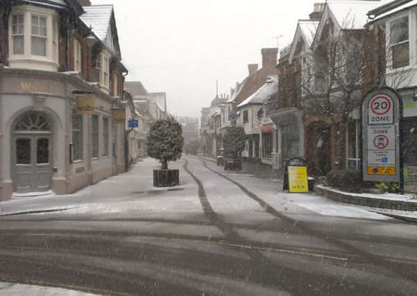 Snow in East Street, Horsham town centre.
