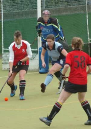 Action from South Saxons' ladies' game against Horsham II last weekend. Picture by Simon Newstead