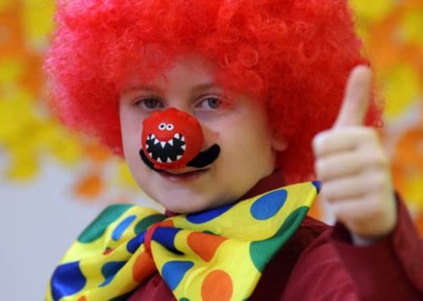 Tangmere pupil Jacob King went to town in his Red Nose Day attire and colourful too.