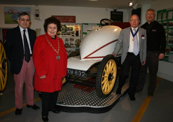 Cllr Joy Hughes and vice chairman Cllr Ian Jenkins of Rother Disctirct Council with Bexhill Museum curator Julian Porter and chairman John Betts.
