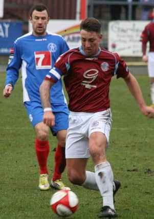 Jamie Crellin on the ball for Hastings United in their last outing at home to Leiston. Picture by Terry S. Blackman