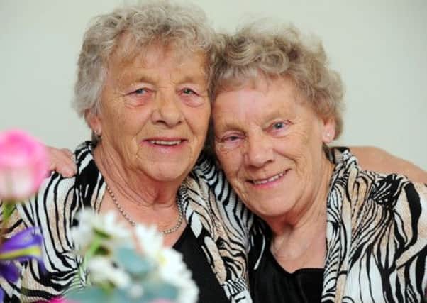 JPCT 250313 Twins 80th birthday. Joan Bennett left and Jean Bromley. Photo by Derek Martin