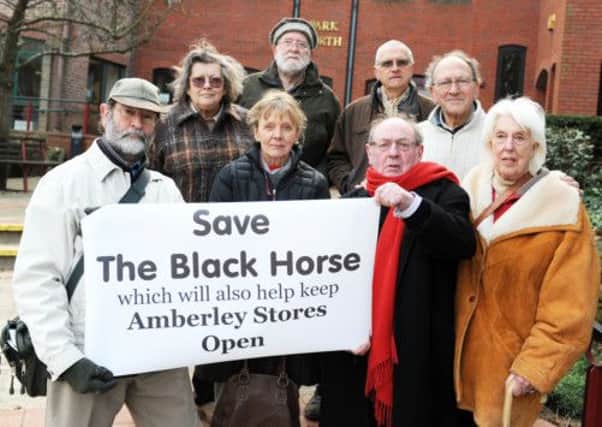 JPCT 270313 S13130200x Amberley. Black Horse pub development protest outside HDC, Park North, Horsham -photo by Steve Cobb