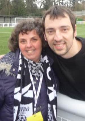 Bexhill United committee member Pauline Killy with Ralph Little in Maidstone on Sunday