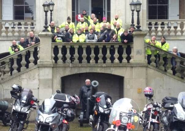 Sussex and Hampshire RBLR riders on the steps of the Royal Marines Museum, Southsea 23 March 2013