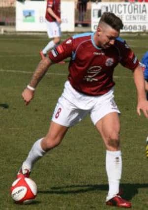 Hastings United midfielder Jamie Crellin on the ball against Whitehawk on Easter Monday. Picture by Terry S. Blackman