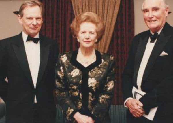Baroness Thatcher with Horsham MP Francis Maude (left) and former Horsham MP Sir Peter Hordern.