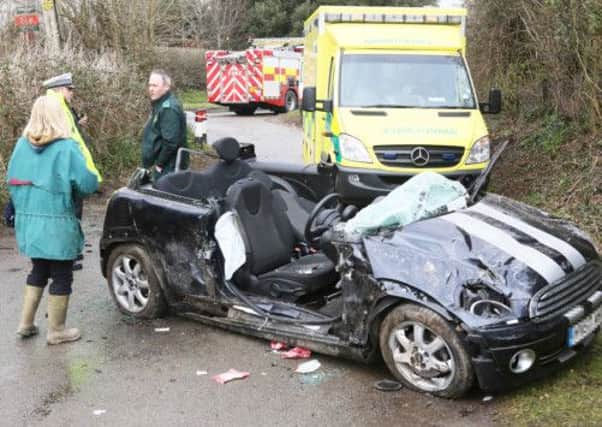 RTC HARDHAM A29-WOMAN DRIVER TAKEN TO THE ROYAL SUSSEX BRIGHTON