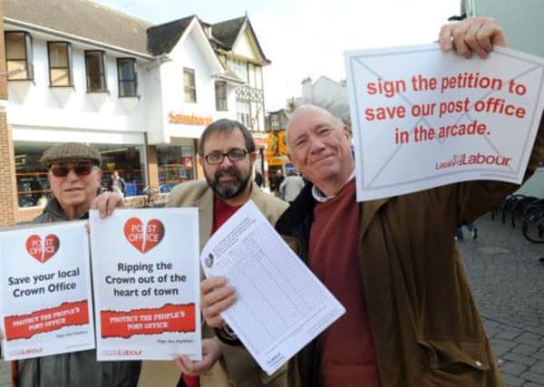 Labour supporters (from left) Derek Lansdale, Alan Butcher and George ONeill urge people to sign the petition