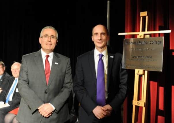 Official opening of Midhurst Rother College. Principal Dr Joe Vitagliano and Lord Adonis (right). Picture by Kate Shemilt. C130538-11