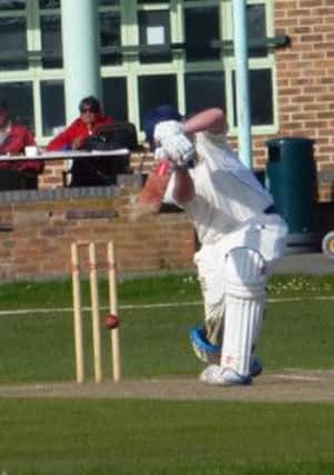 Hastings Priory at the crease during their defeat to Bromley. Picture by Simon Newstead