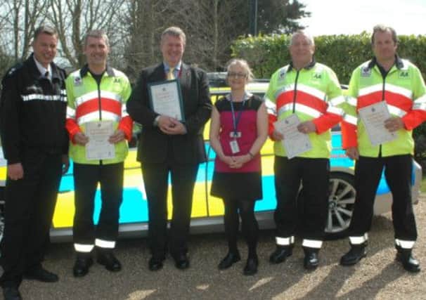 Photo L to R: C/Supt Paul Morrison, Operations Dept (Sussex Police), John Wardell, AA Traffic Control Officer, Barry Talbot, AA CSAS Contracts Manager, Simone French, CSAS Manager (Sussex Police), Christopher Stone, AA Traffic Control Officer, Andrew Simpson, AA Traffic Control Officer