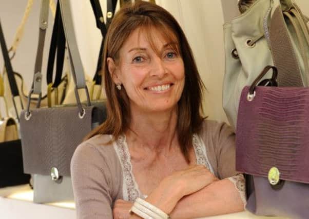 Jane Hopkinson of Jane Hopkinson Bags in her showroom in Ditchling