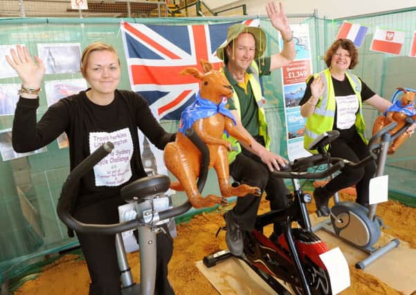 "G'day mate" -  Louise Chapman, Peter Thomas and Ruth Connolly taking on the London to Australia cycle ride