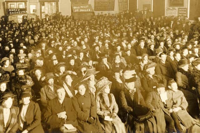 A packed house at Poole's. Ladies' hats must have posed a visibility problem for cinema goers.