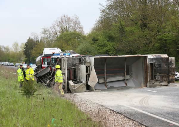 The aftermath of the incident which closed part of the A27 in Poling for almost six hours PHOTO: Eddie Mitchell