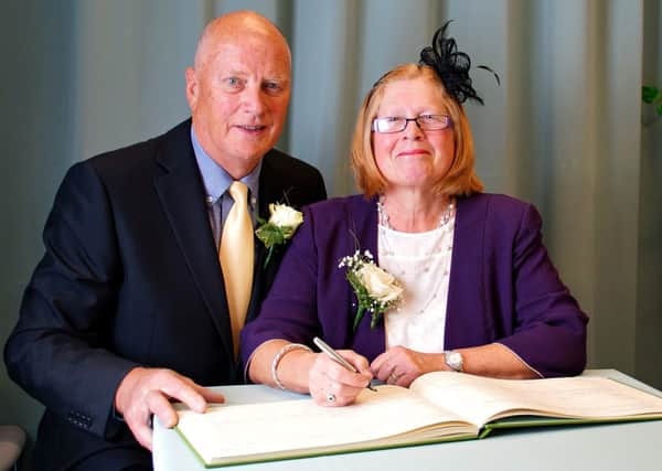 David and Diana Morris, the first couple to be married at the West Sussex Record Office