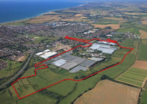 An aerial view showing the boundary of the proposed North Littlehampton development