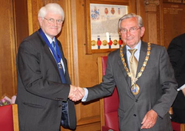 : The new Vice Chairman of Horsham District Council, Cllr Philip Circus, and the new Chairman of Horsham District Council, Cllr Leonard Crosbie.