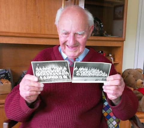 Edwin Wells, with his two photographs of Worthing Boys Choir