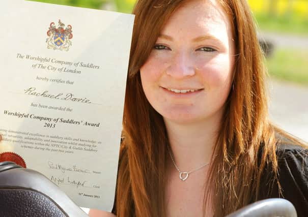 JPCT 050613 Rachel Davis, 22, has received an award from Princess Anne at Buckingham Palace for her work in saddlery. Photo by Derek Martin