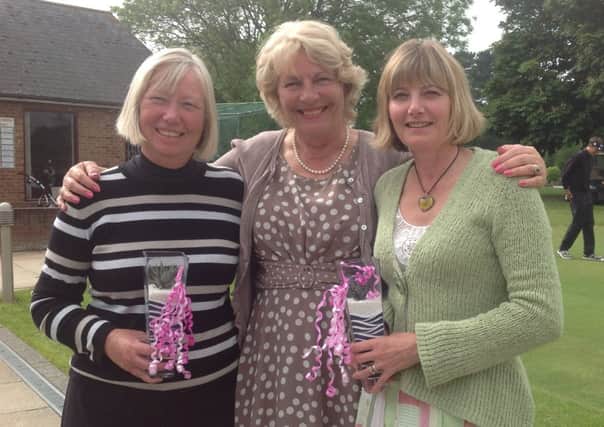 Bognor captain Edwina Beresford with winners Nicki Vincent and Margaret Elward