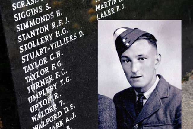 WWII Dambuster Sgt Harold T Simmonds, Rear gunner inset into the WWII memorial at Burgess Hill
