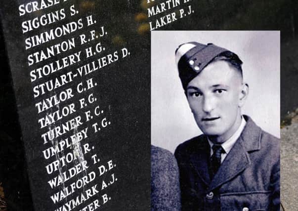 WWII Dambuster Sgt Harold T Simmonds, Rear gunner inset into the WWII memorial at Burgess Hill