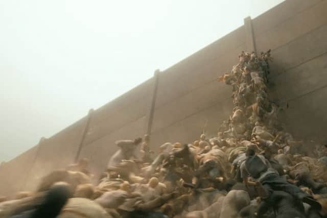 A wall of zombies in World War Z