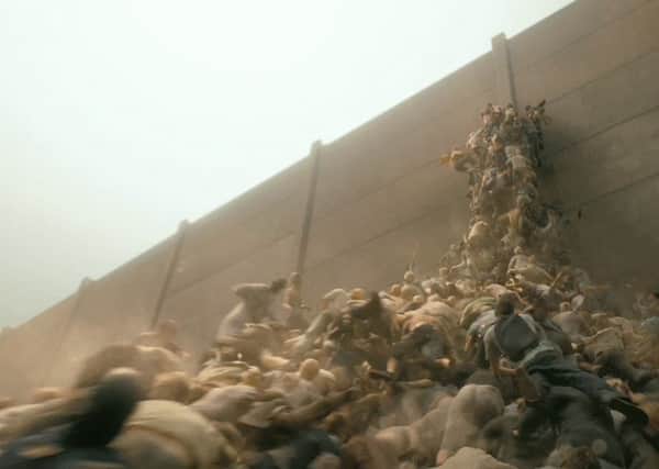 A wall of zombies in World War Z