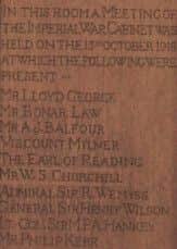 The plaque commemorating the meeting to discuss the terms of the armistice. Churchill's name had to be replaced after it was removed by a pupil