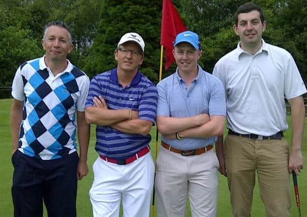 Steve Scott, Simon Westwood, Grant Melvin and Conor Pensom during the golf match on Sunday