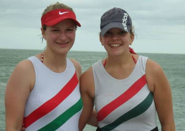 Maisie Hill and Katie Skelton, of Bexhill Rowing Club, who won the ladies' junior pairs at the Herne Bay regatta