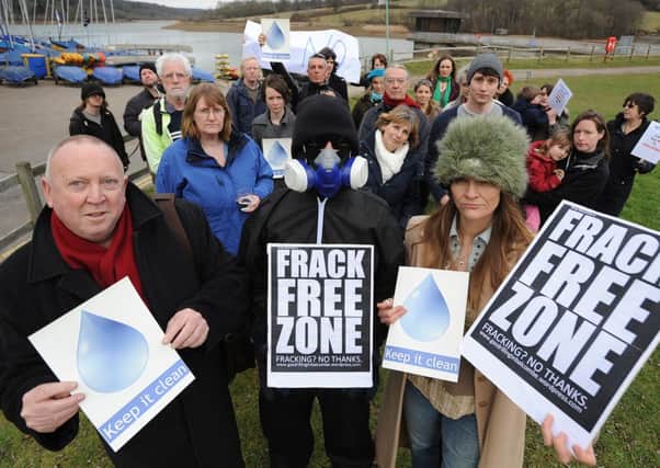 (2012) At Ardingly Reservoir Green MEP Keith Taylor meeting anti-fracking campaigner Vanessa Vine and other campaigners to hear about water pollution fears.